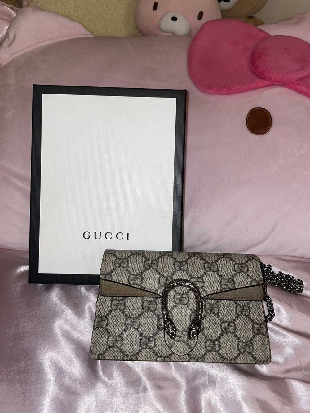Gucci Dionysus GG Supreme Super Mini Bag Taupe in Supreme Canvas with  Ruthenium-tone - GB