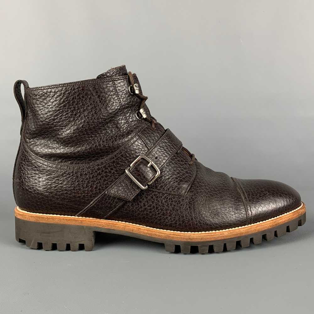 Bally Brown Pebble Grain Leather Belted Powell Bo… - image 1