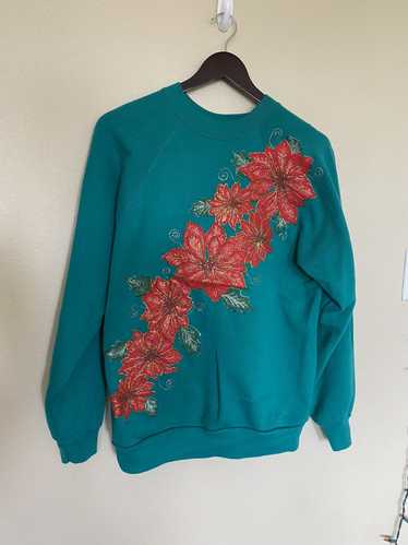 Tultex Vintage 90s Christmas flowers sweater