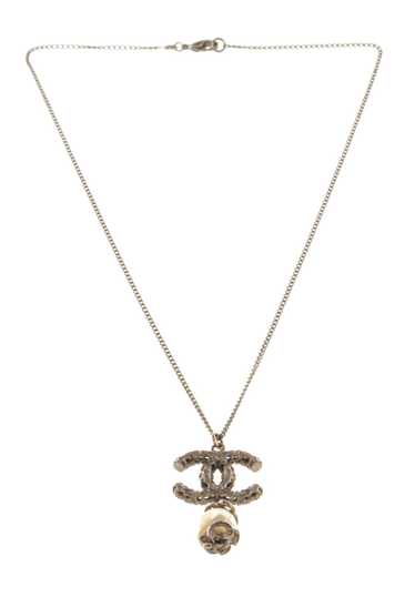Chanel Chanel Silver CC Logo Pearl Drop Necklace