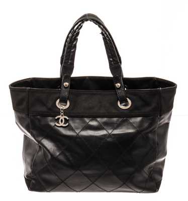 Chanel Chanel Black Quilted Coated Canvas Paris Bi