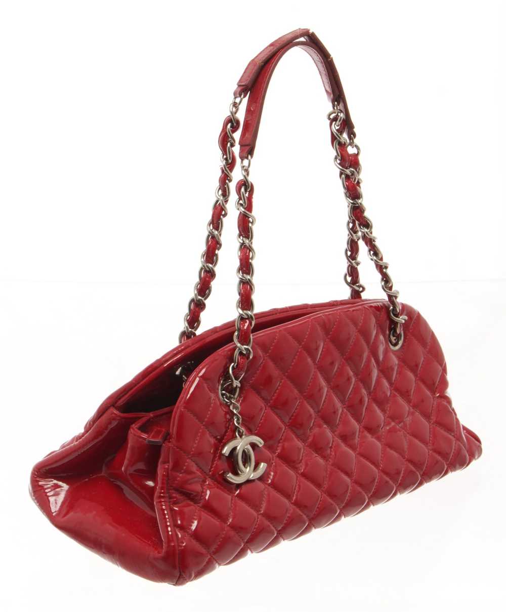 Chanel Chanel Red Quilted Patent Bowling Chain Sh… - image 2