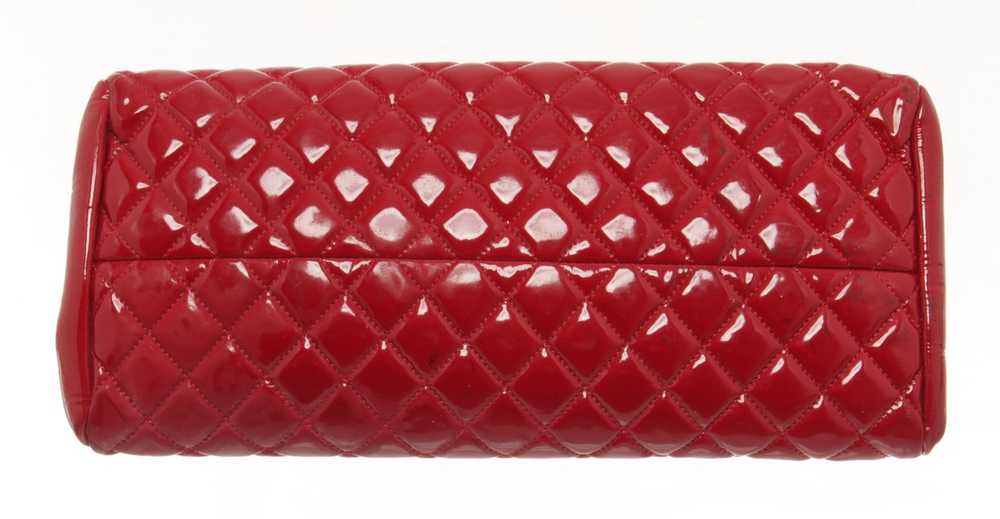 Chanel Chanel Red Quilted Patent Bowling Chain Sh… - image 4