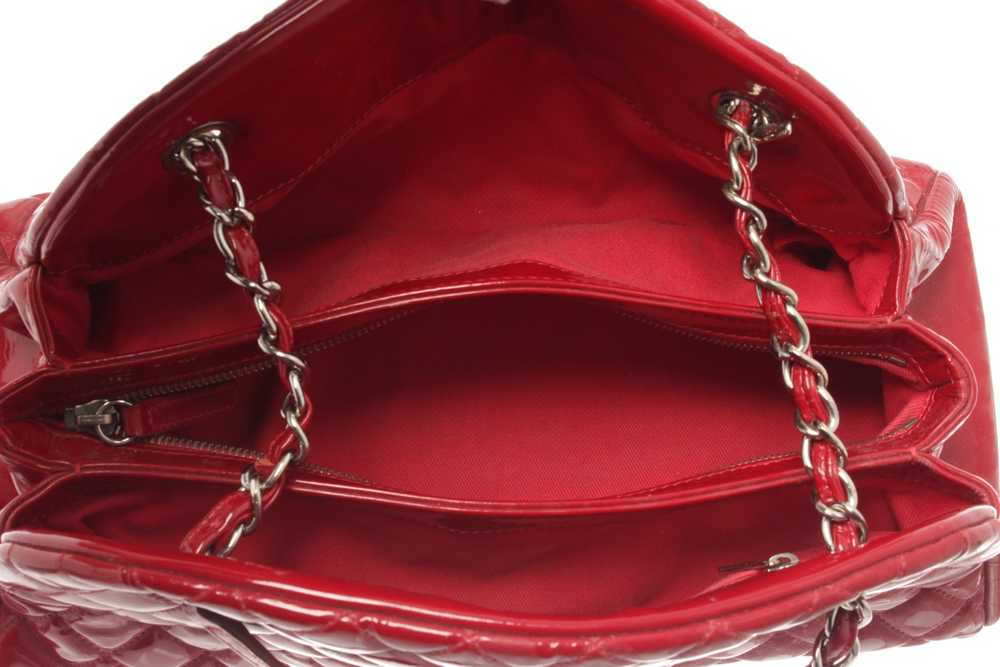 Chanel Chanel Red Quilted Patent Bowling Chain Sh… - image 8