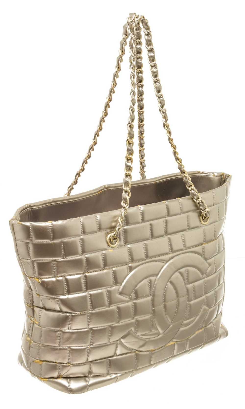 Chanel Chanel Silver Quilted Lambskin Igloo Tote … - image 2