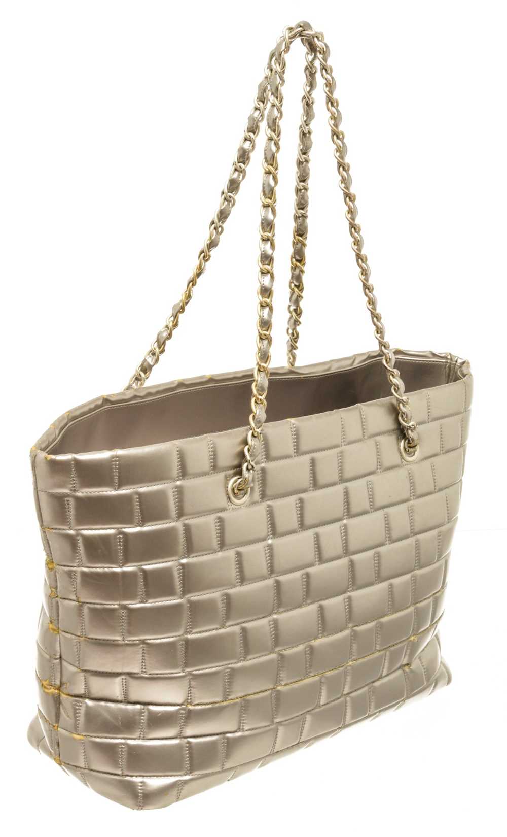 Chanel Chanel Silver Quilted Lambskin Igloo Tote … - image 3