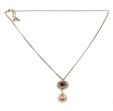Chanel Chanel Red Stone Teardrop Pearl Necklace - image 1