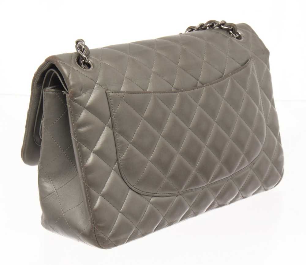 Chanel Chanel Grey Leather Large Double Flap Shou… - image 3