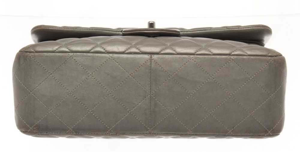 Chanel Chanel Grey Leather Large Double Flap Shou… - image 4