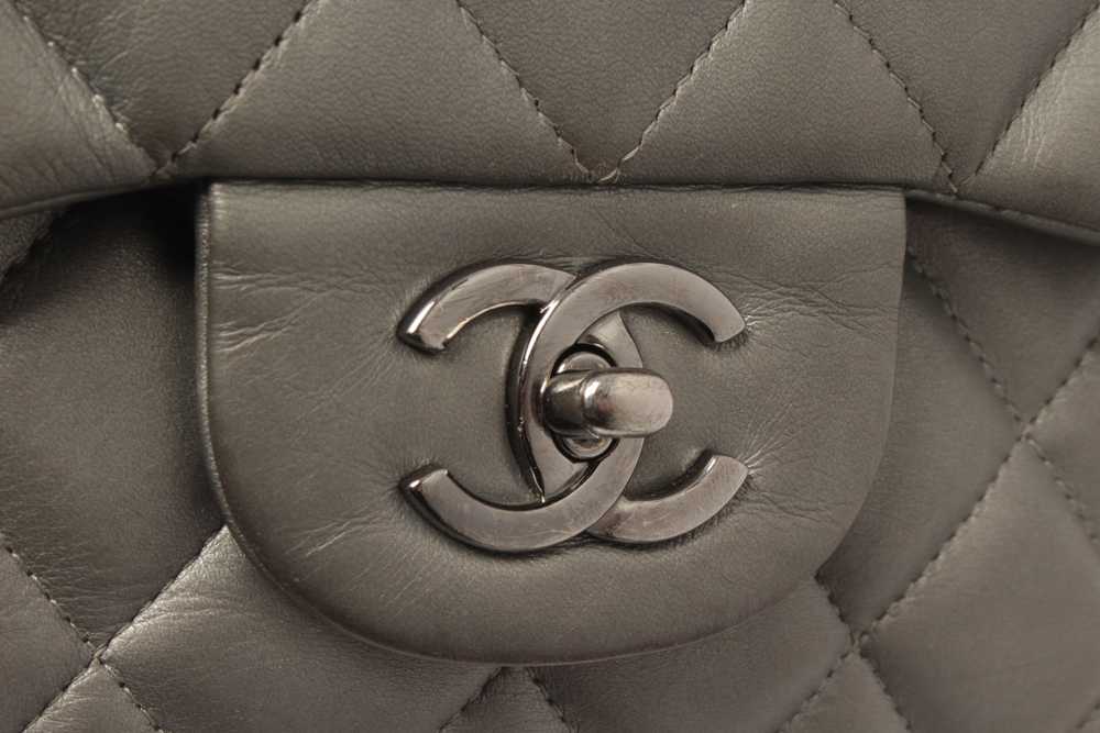Chanel Chanel Grey Leather Large Double Flap Shou… - image 5