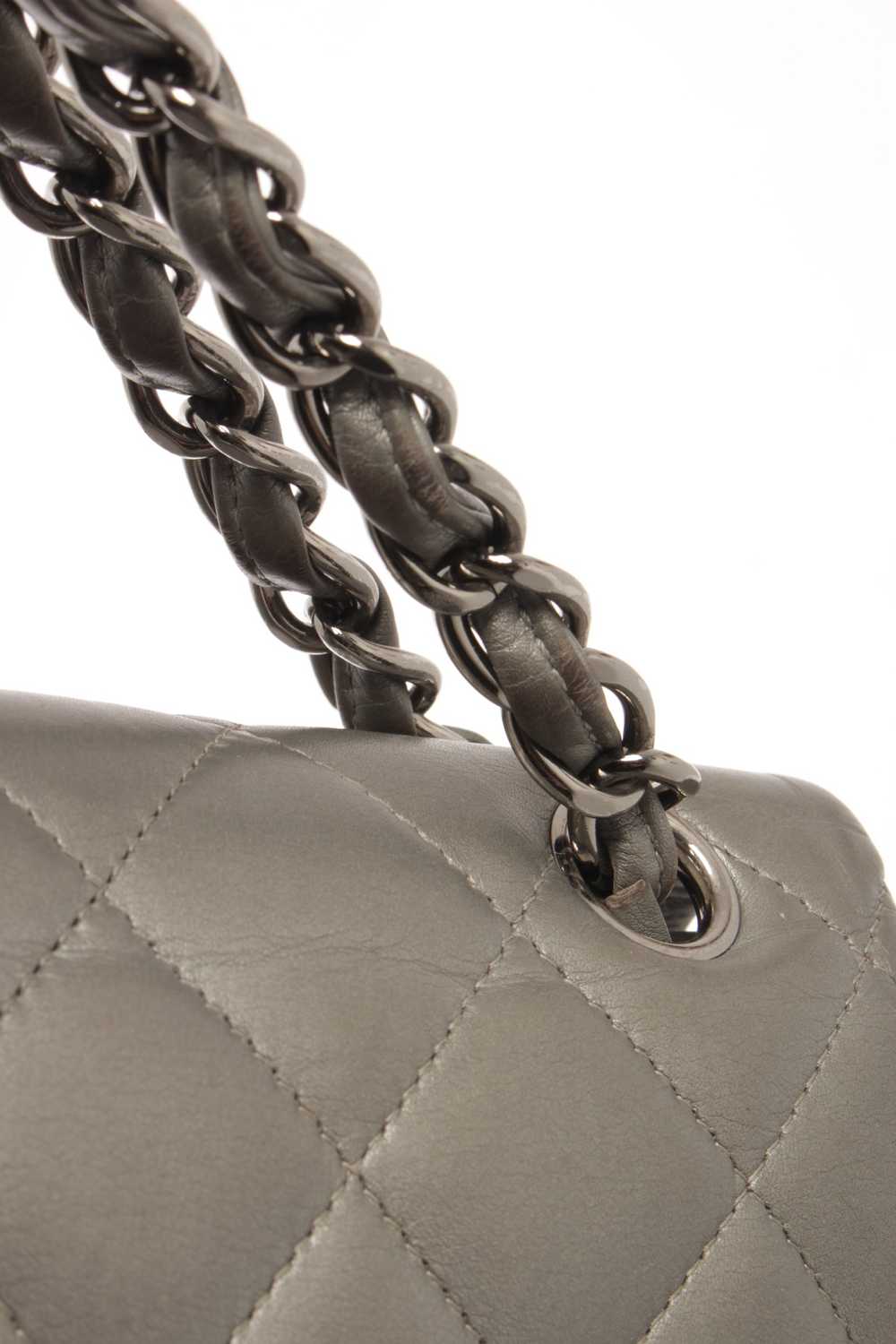 Chanel Chanel Grey Leather Large Double Flap Shou… - image 6