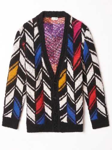 Saint Laurent Paris Chevron Jacquard Cardigan