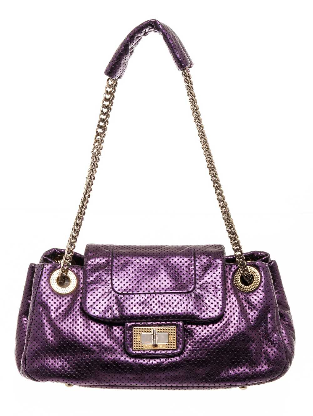 Chanel Chanel Metallic Purple Leather Drill Accor… - image 2
