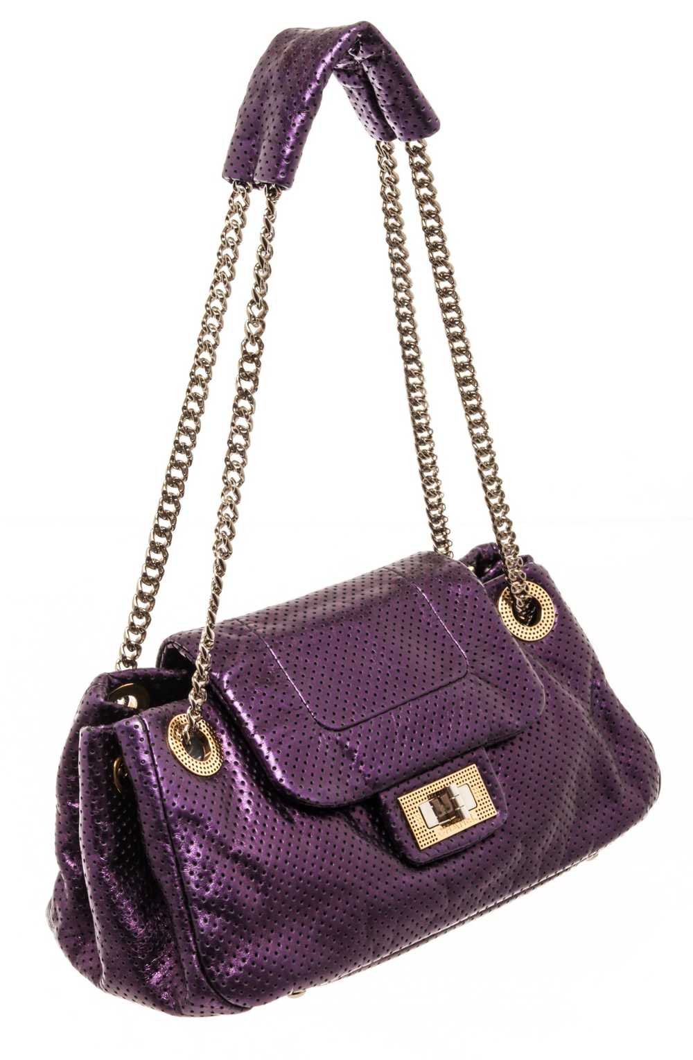 Chanel Chanel Metallic Purple Leather Drill Accor… - image 3