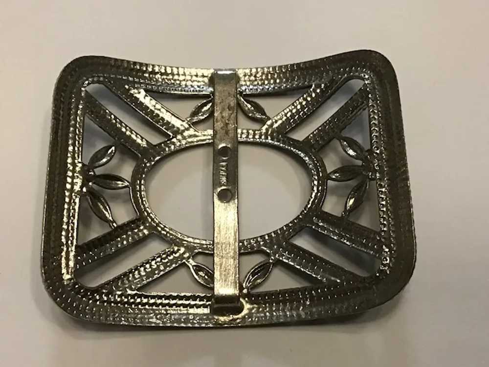 White Metal Ornate Belt Buckle or Slide marked Pa… - image 5