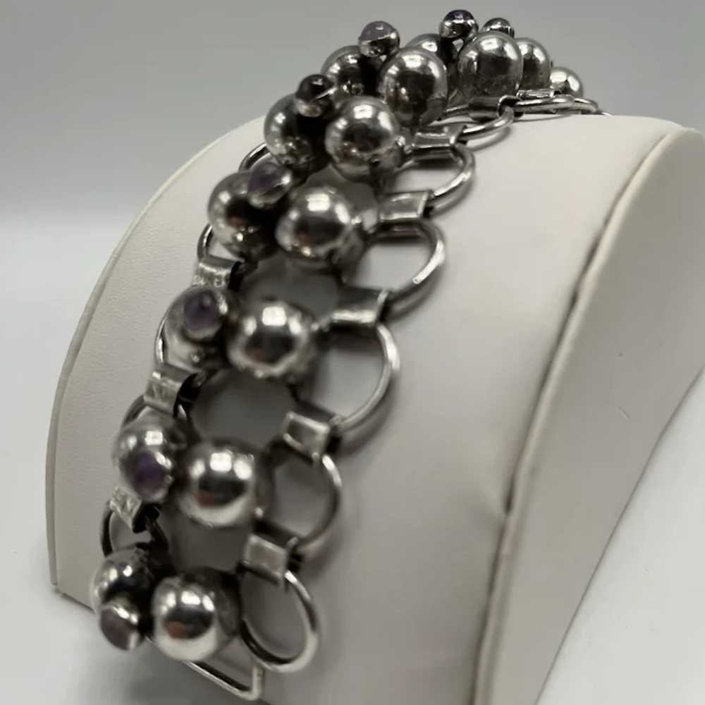 Vintage Mexican Amethyst Silver Ball and Openwork… - image 2