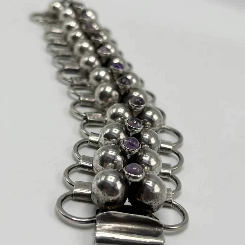 Vintage Mexican Amethyst Silver Ball and Openwork… - image 3
