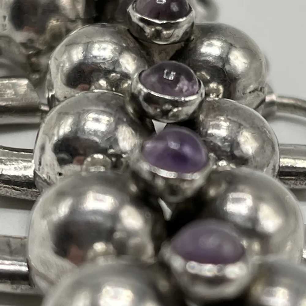 Vintage Mexican Amethyst Silver Ball and Openwork… - image 4