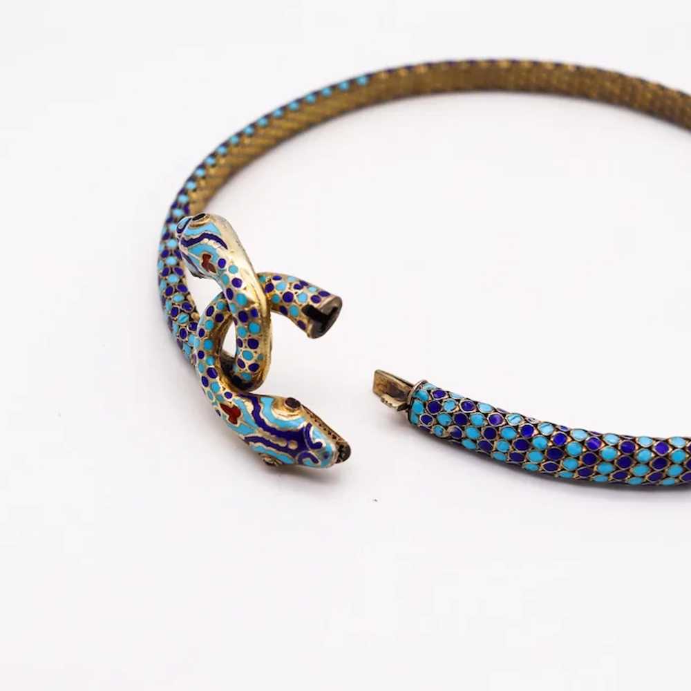 French 1880 Egyptian Revival Snakes Necklace In S… - image 10