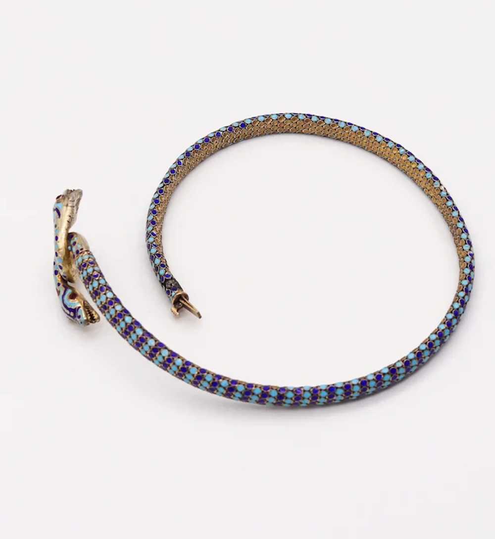 French 1880 Egyptian Revival Snakes Necklace In S… - image 3