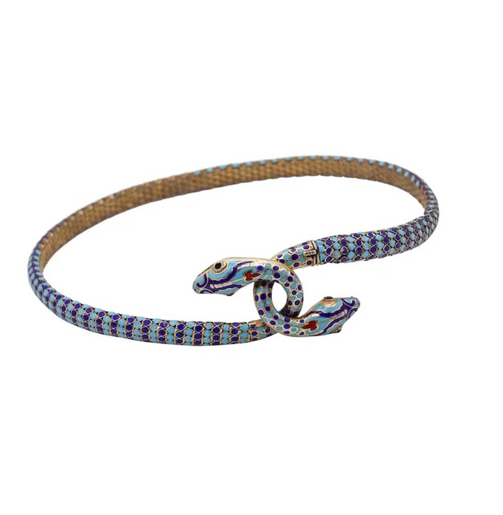 French 1880 Egyptian Revival Snakes Necklace In S… - image 4