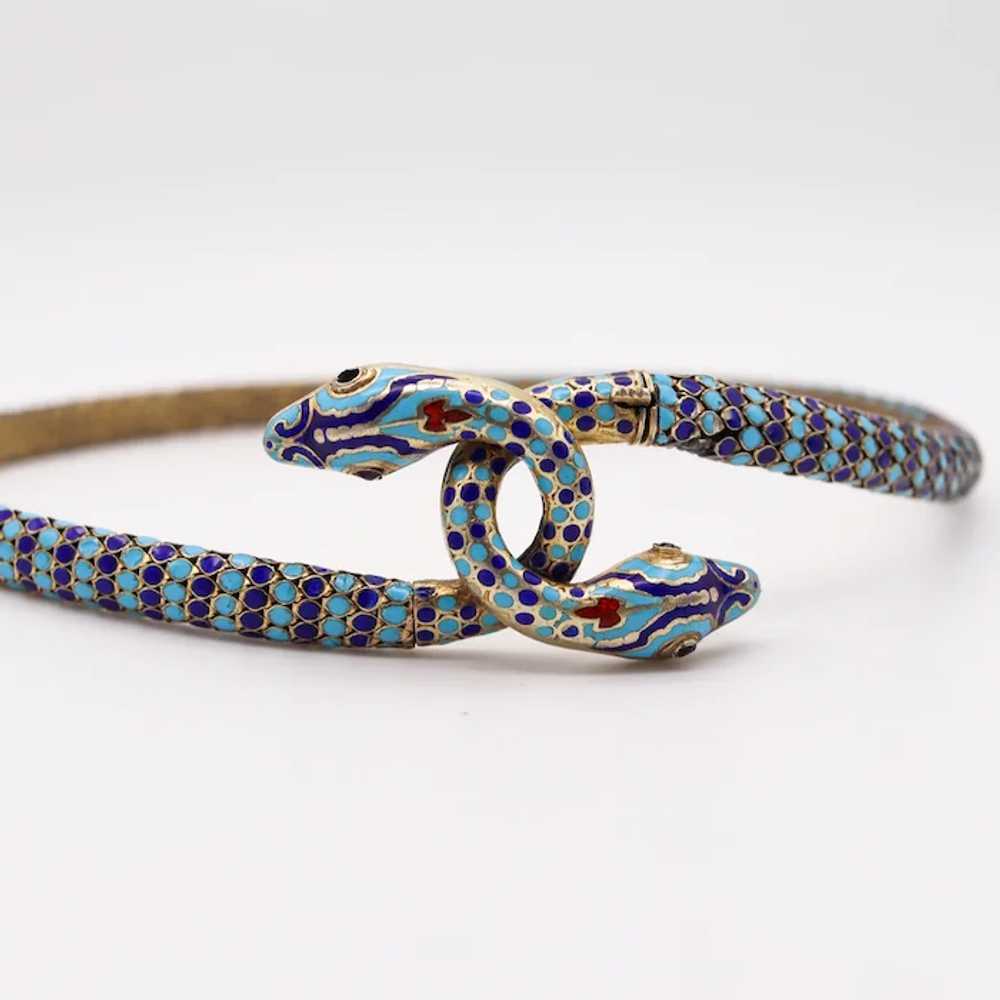 French 1880 Egyptian Revival Snakes Necklace In S… - image 7