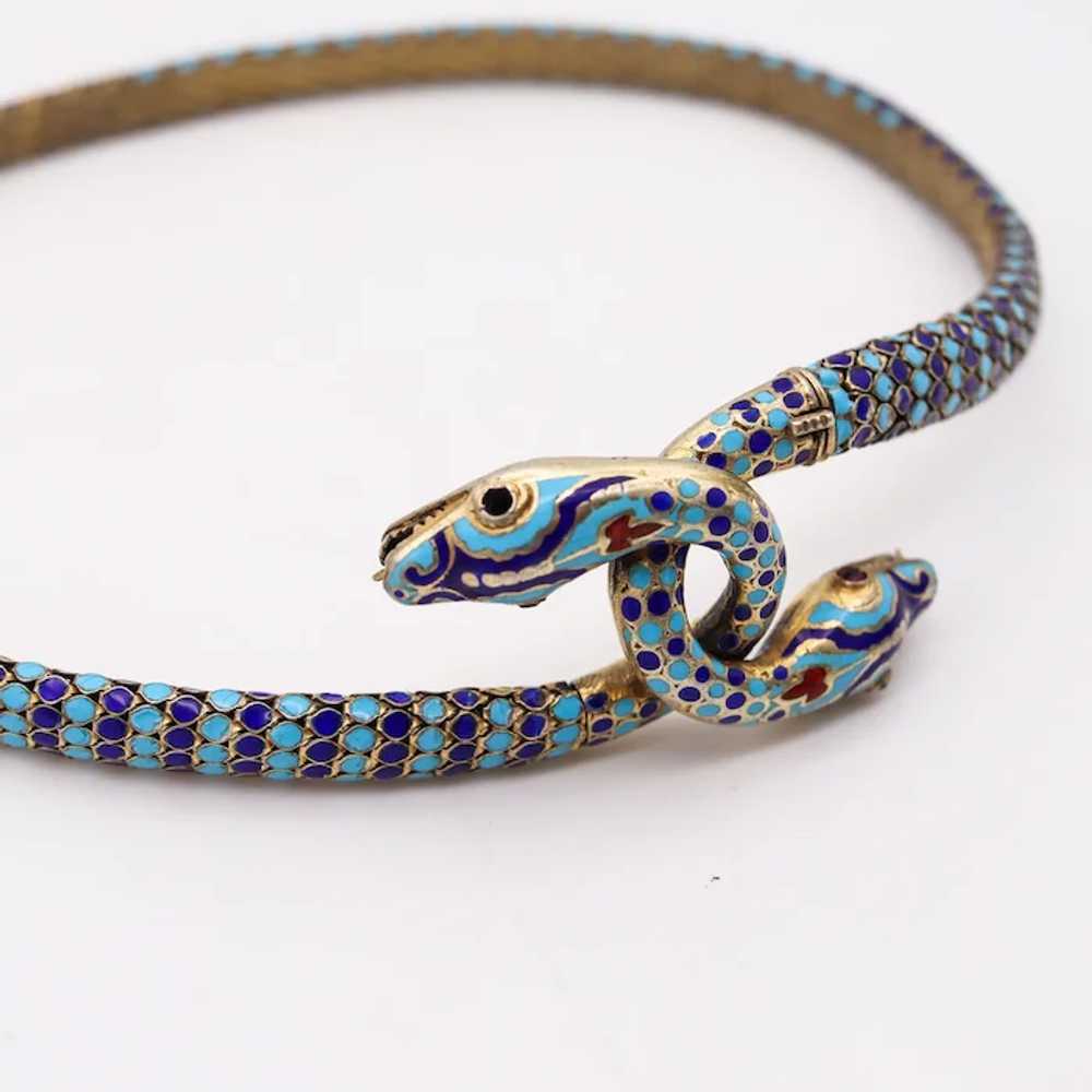 French 1880 Egyptian Revival Snakes Necklace In S… - image 8