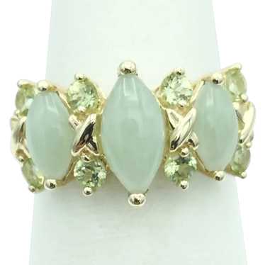 14K Jade and Peridot Ring