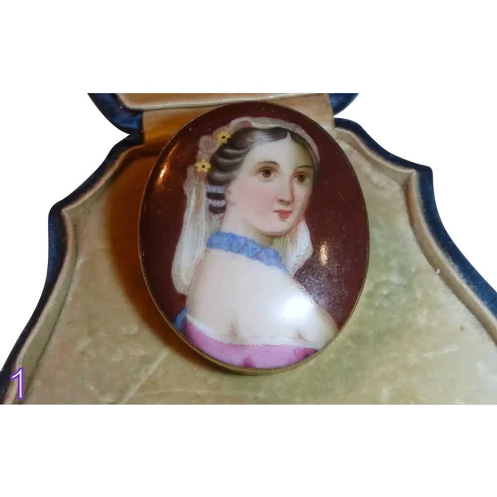 Antique Victorian Portrait Pin - image 1