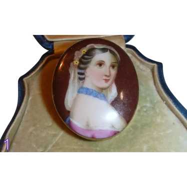 Antique Victorian Portrait Pin - image 1