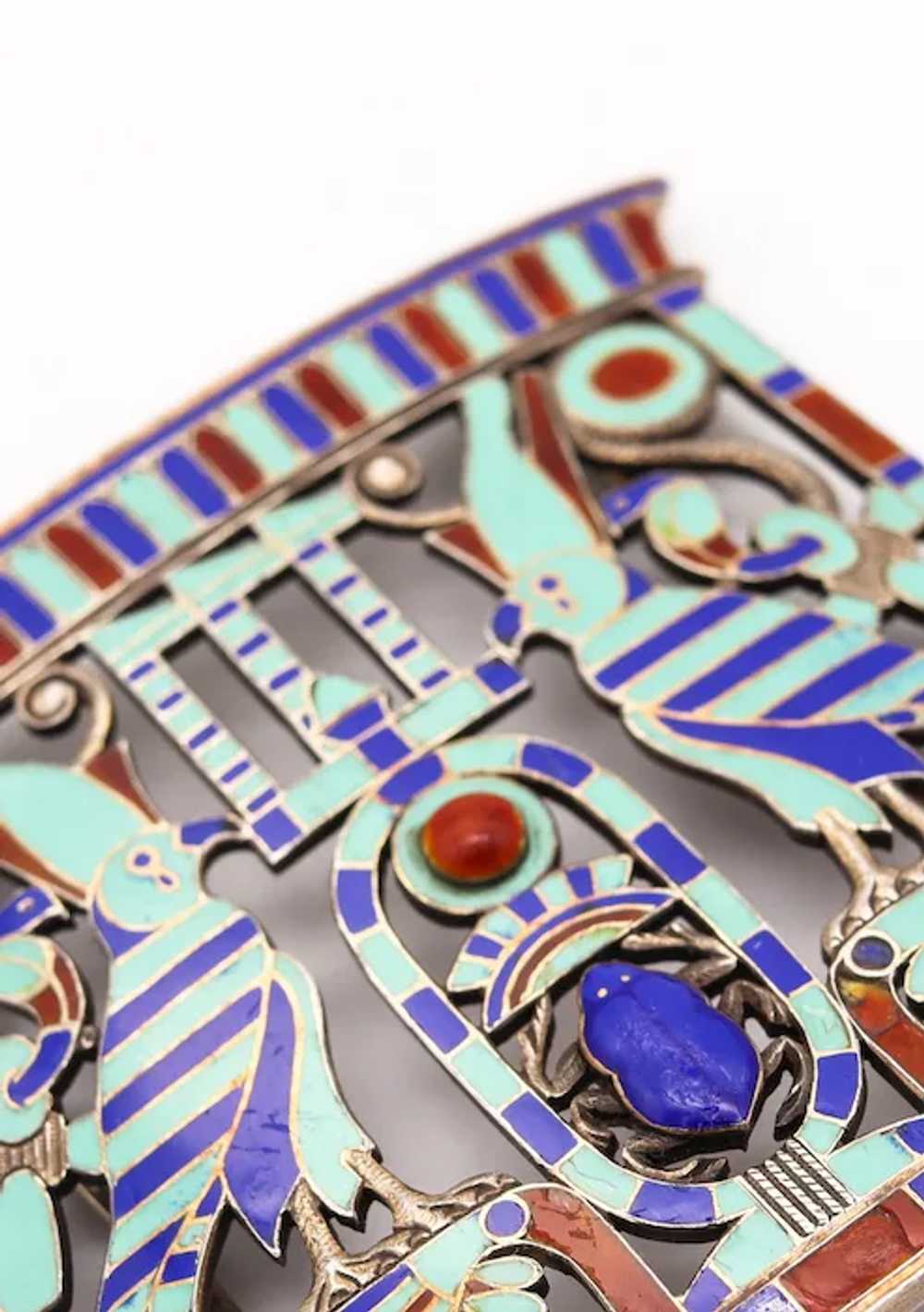 French 1880 Egyptian Revival Pectoral In Silver W… - image 2