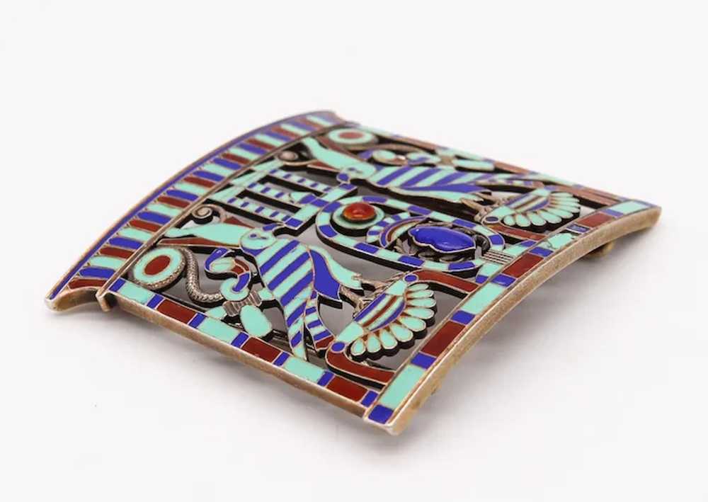 French 1880 Egyptian Revival Pectoral In Silver W… - image 3