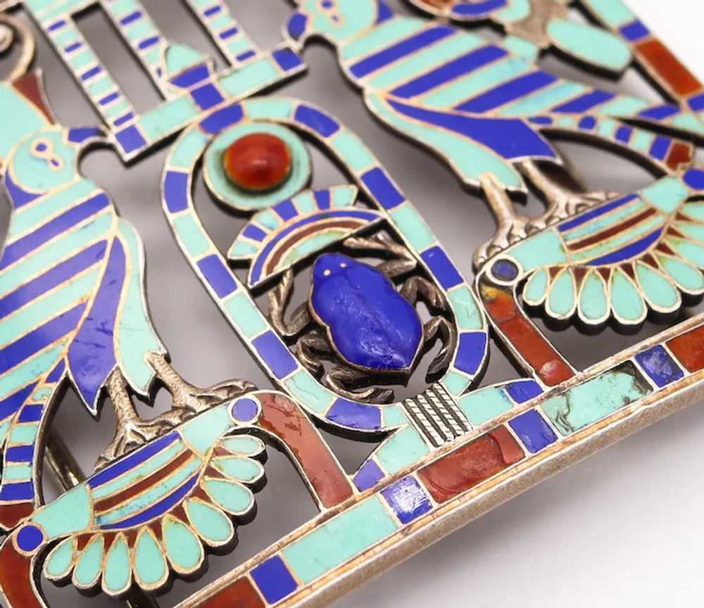 French 1880 Egyptian Revival Pectoral In Silver W… - image 5