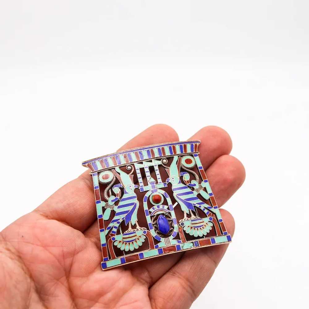 French 1880 Egyptian Revival Pectoral In Silver W… - image 6