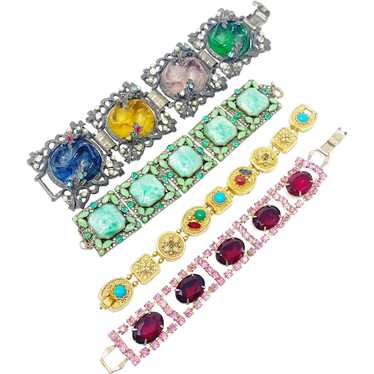680 Collection Of 4 Vintage Ornate Link Bracelets… - image 1