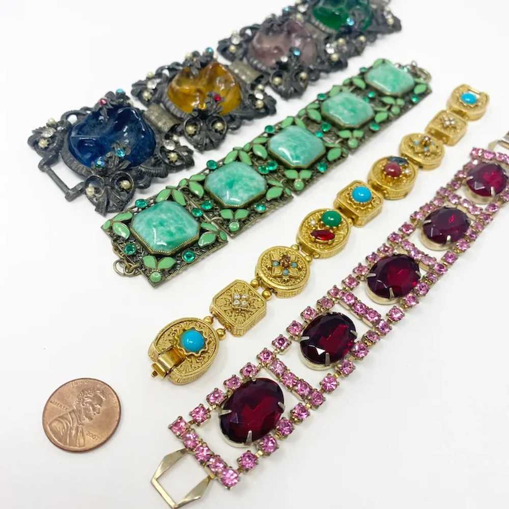 680 Collection Of 4 Vintage Ornate Link Bracelets… - image 2