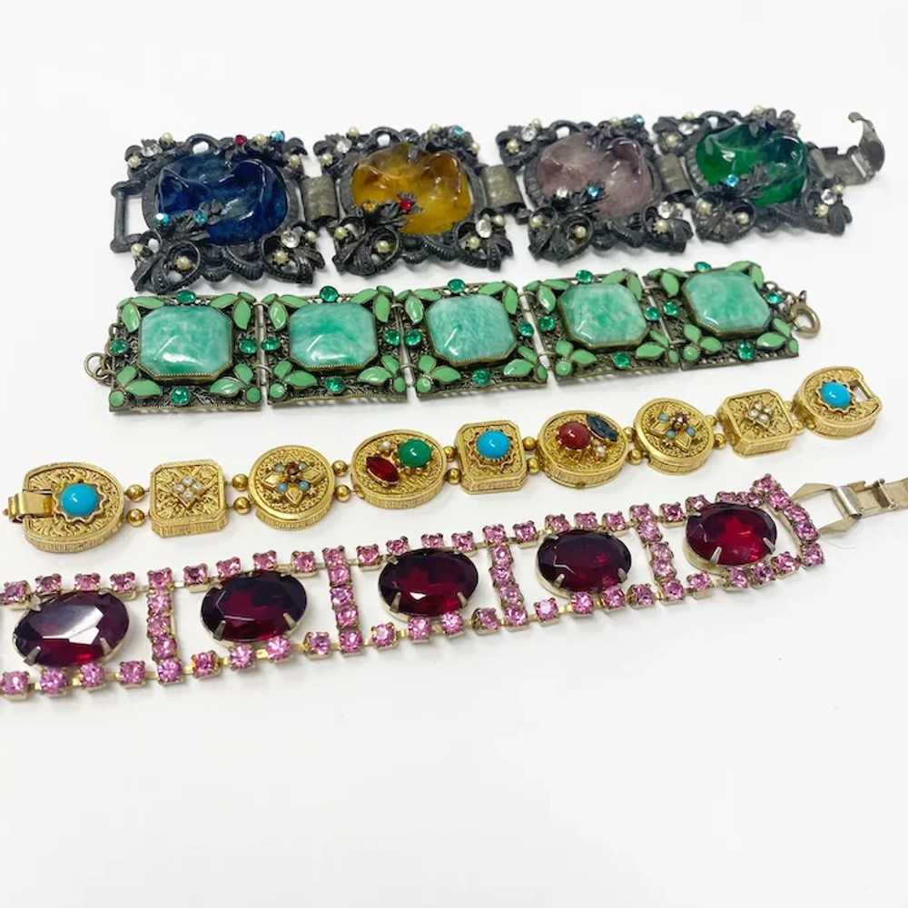 680 Collection Of 4 Vintage Ornate Link Bracelets… - image 3