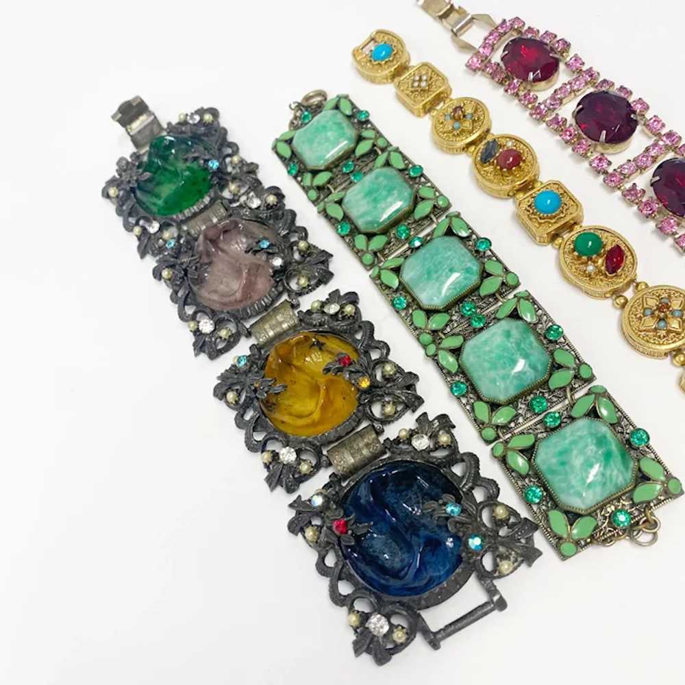 680 Collection Of 4 Vintage Ornate Link Bracelets… - image 4