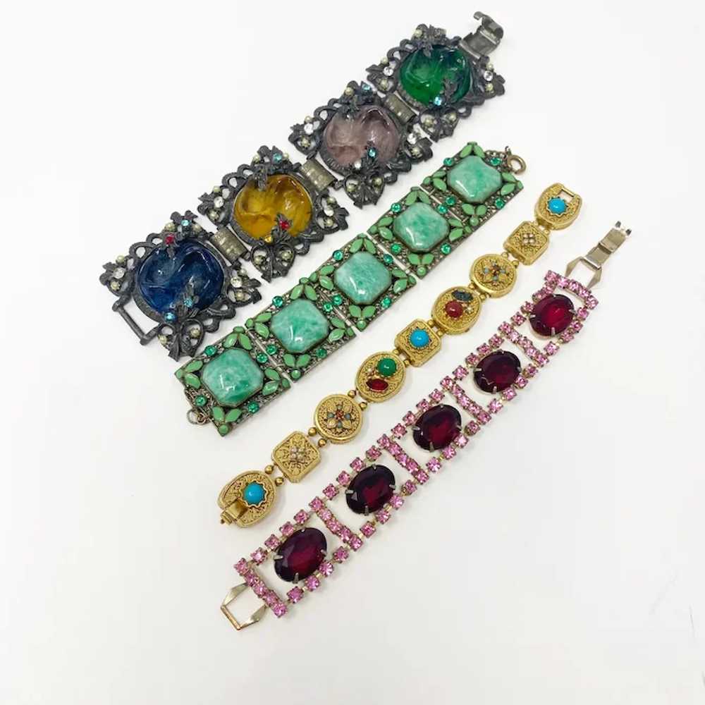 680 Collection Of 4 Vintage Ornate Link Bracelets… - image 5