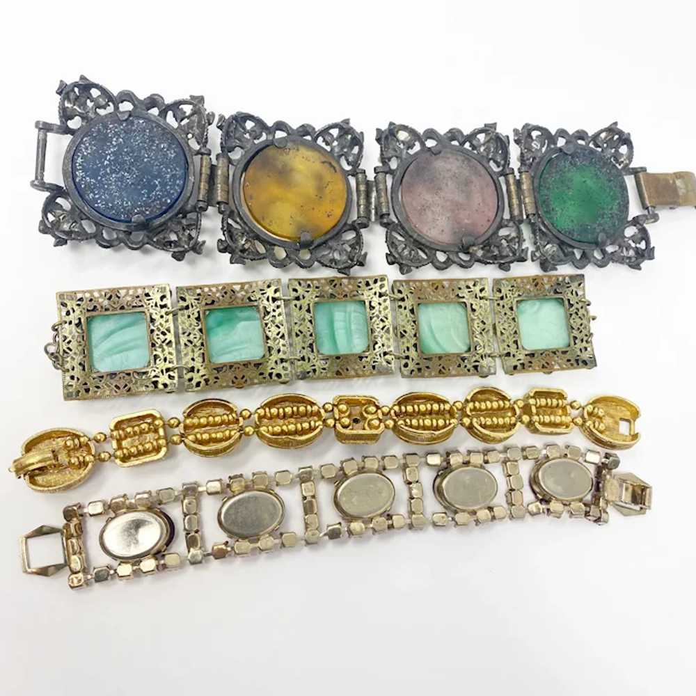 680 Collection Of 4 Vintage Ornate Link Bracelets… - image 6