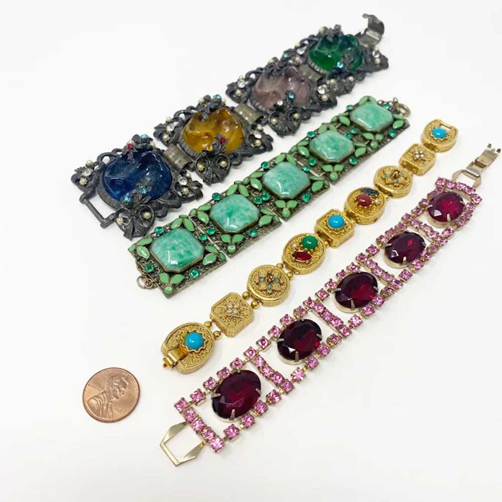 680 Collection Of 4 Vintage Ornate Link Bracelets… - image 7