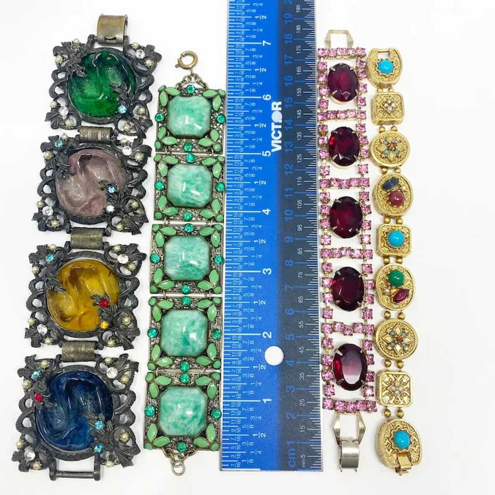 680 Collection Of 4 Vintage Ornate Link Bracelets… - image 8