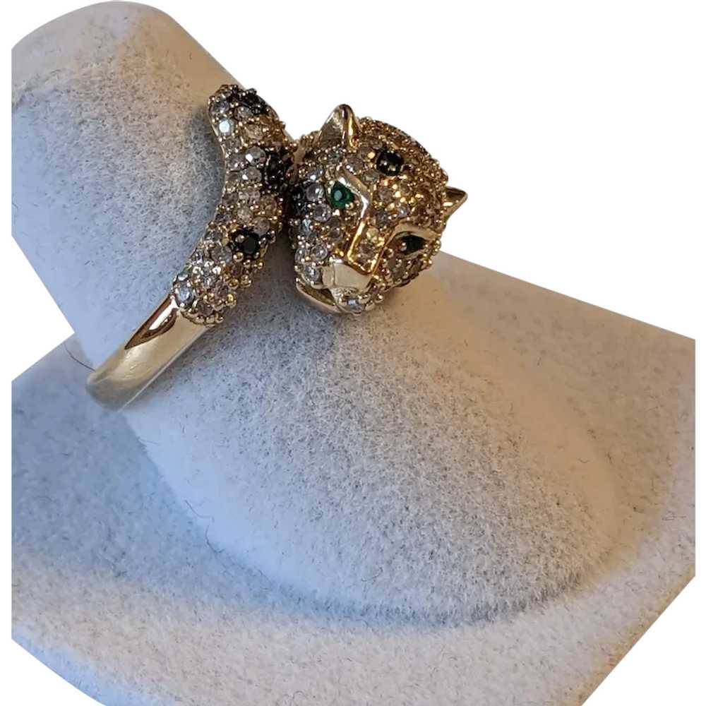 Effy Diamond and Emerald Panther Ring Size 5 3/4 … - image 1