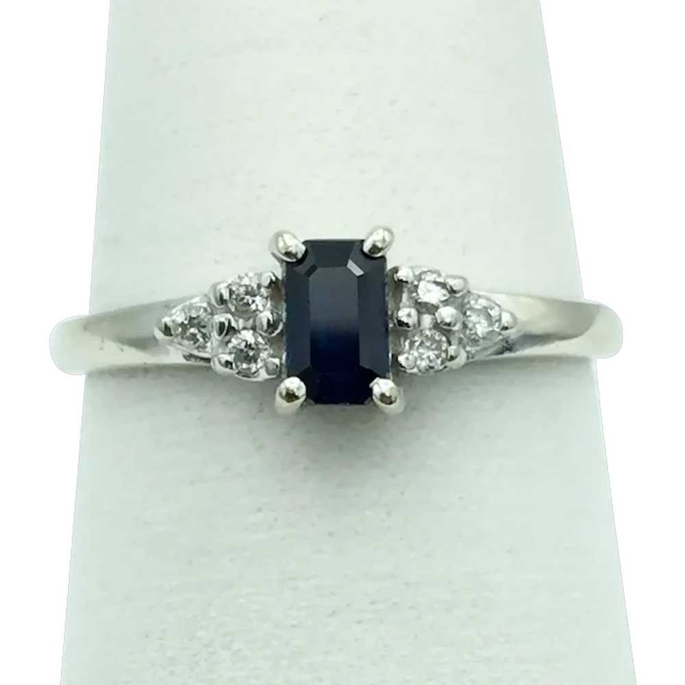 14K White Gold Sapphire & Diamond Ring - image 1