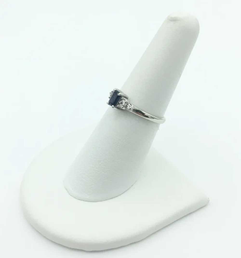 14K White Gold Sapphire & Diamond Ring - image 3