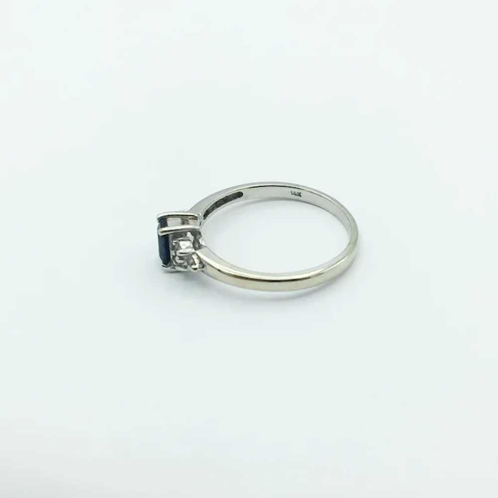 14K White Gold Sapphire & Diamond Ring - image 4