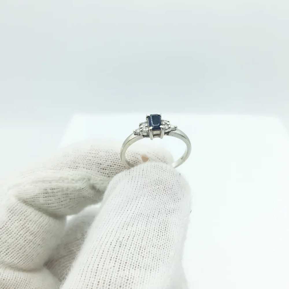 14K White Gold Sapphire & Diamond Ring - image 6