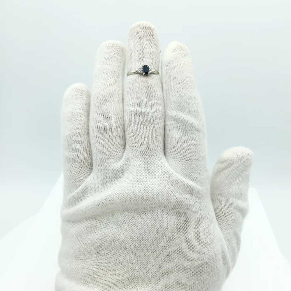 14K White Gold Sapphire & Diamond Ring - image 7