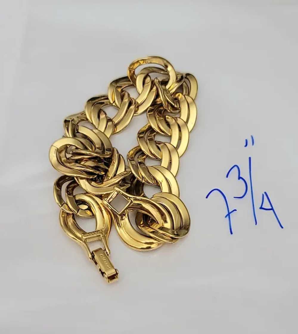 Monet Gold Tone Fold Over Clasp Double Link Brace… - image 6