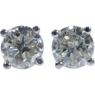 Beautiful .84ctw Diamond Solitaire Stud Earrings … - image 1